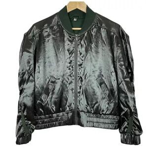 NWT Free People Medium Relay Zip up Satin Bomber Jacket